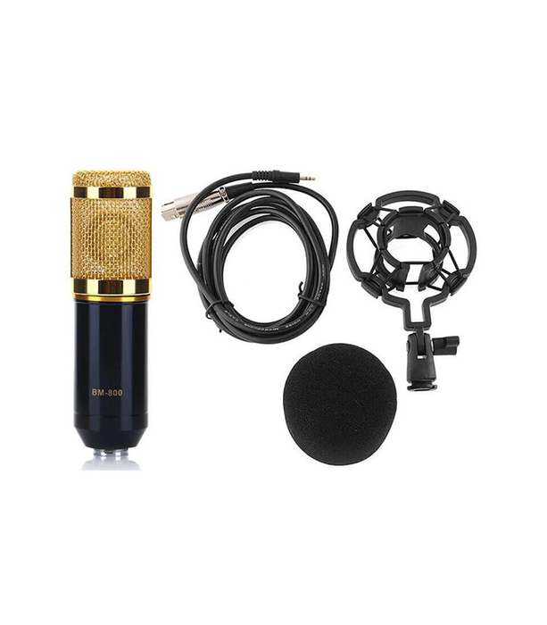 Professional Recording Microphone Soundcard Set M800 Pro Condenser Microphone Kit V8 Sound Card Gold