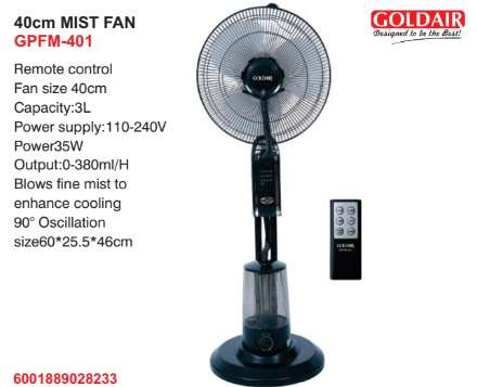 Goldair 40cm Mist Fan with remote control (GPFM-401)