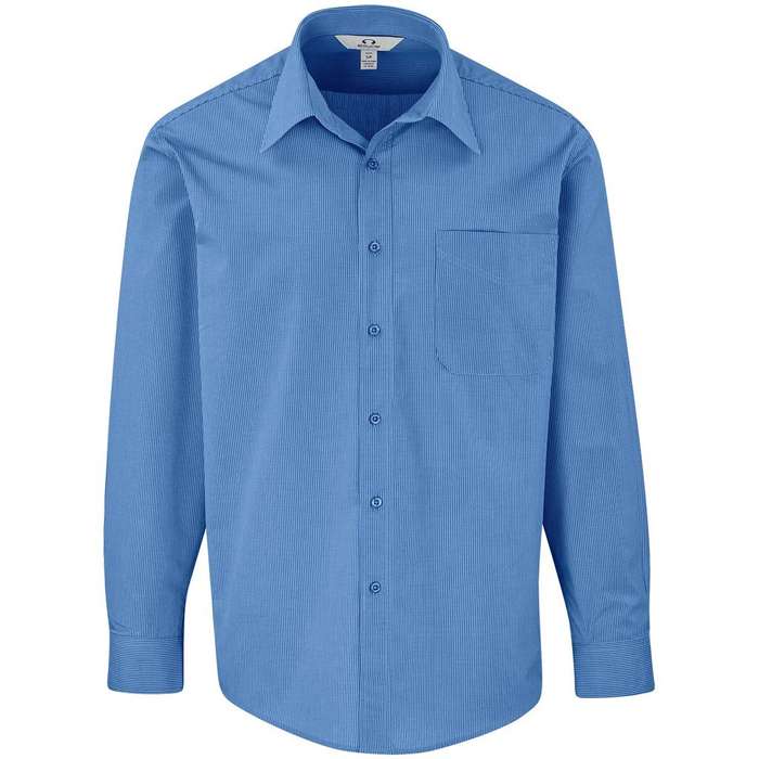 BIZ Micro check long sleeve shirt - Mens - blue (BIZ-3630)