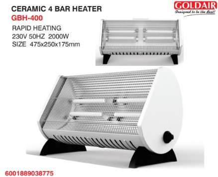 Goldair ceramic 4 bar heater (GBH-400)