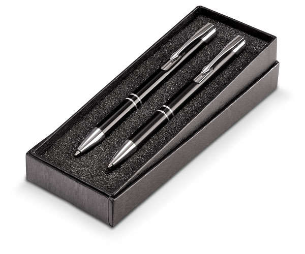 Armada metallic pen and pencil set - black