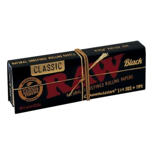 RAW Paper - Black Connoisseur 1 1/4 and tips (RAW042)