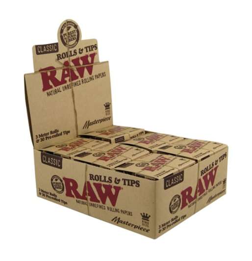 RAW Rolls - 3M and Pre-rolled tips (12) (RAW044)
