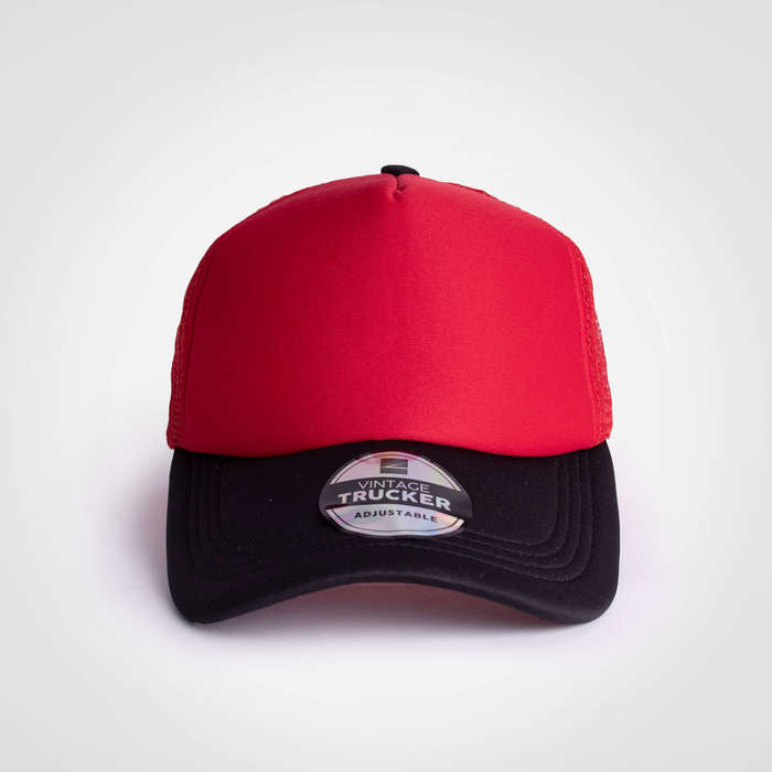 Vintage Trucker Two-Tone Cap - black/red
