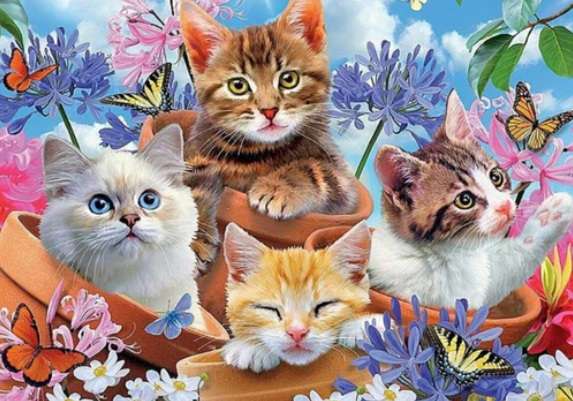 Kittens with Flowers (500 Piece Puzzle)