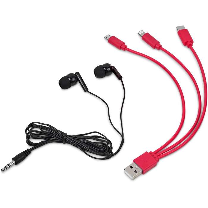Altitude Zenia Earbuds and Tri-Cable Set - red (AL-1212)