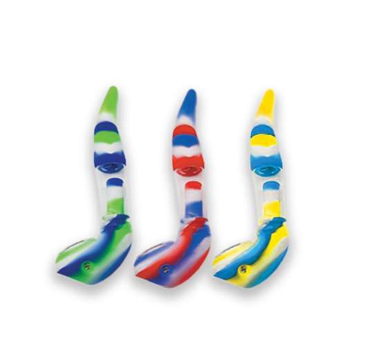 Rasta Pipe: Silicone/Glass Pipe (Assorted), 15.5cm (Pipe8562)