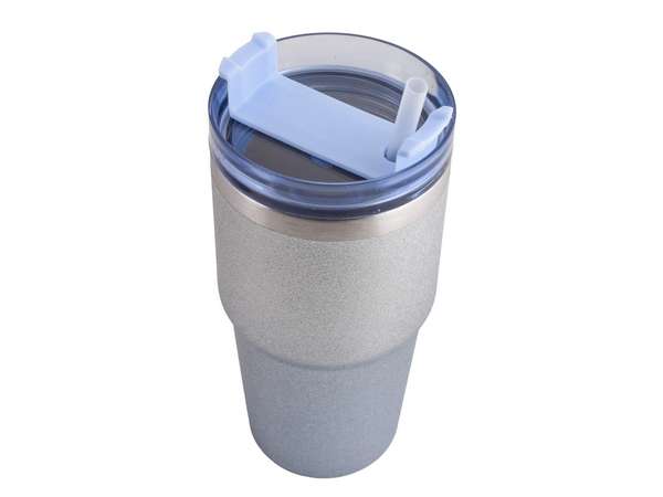 600ml Sparkle Vacuum Mug - silver/blue (P2746Se)