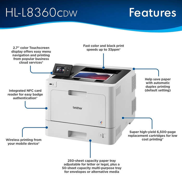 Brother HLL8360CDW Color Laser Printer - with 3yr Warranty