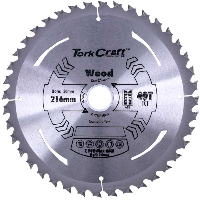 Tct Saw Blade 216Mm X 2.0Mm X 30Mm X 40T Wood Thin Kerf
