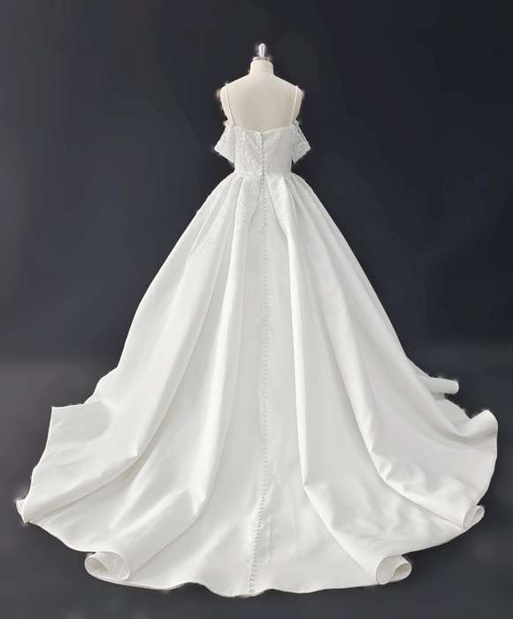 Candice, boob-tube ballgown wedding dress.