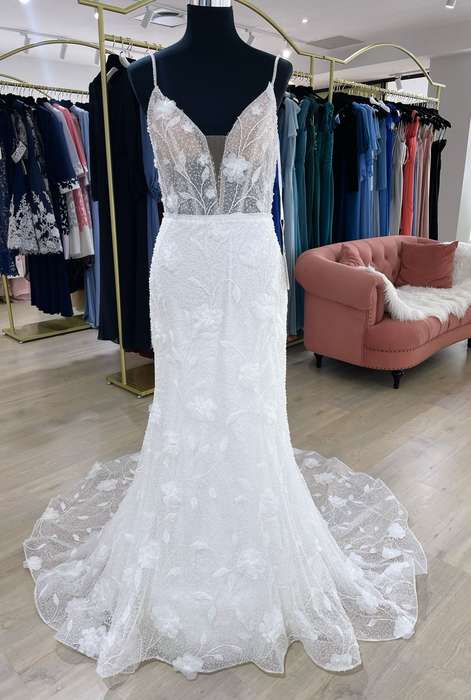 Ona , Mermaid beaded lace detailed wedding dress.