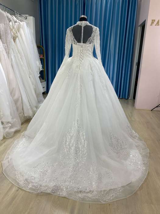 (Rental)Chanel, long sleeve halter neck wedding ballgown dress.