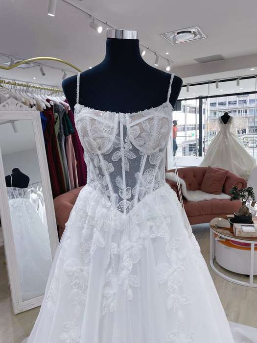 (Rental) Vivienne, Tulle A-line with pearl detail.