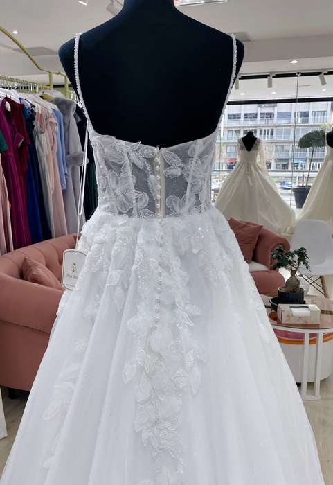 (Rental) Vivienne, Tulle A-line with pearl detail.