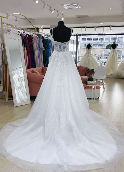 (Rental) Vivienne, Tulle A-line with pearl detail.