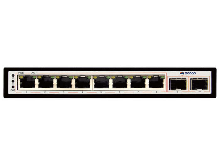 Scoop 8 Port Gigabit AI PoE 96W 2SFP Switch