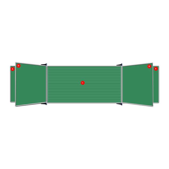 Educational Board Non-Magnetic Chalkboard (2420*1220 - Lines - Centre Panel - Option C)