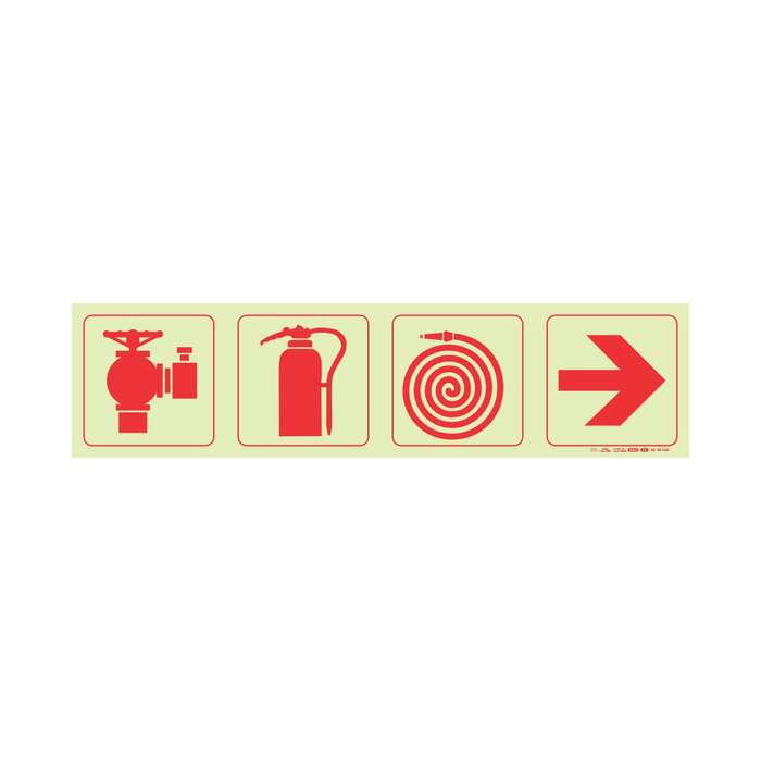 Photoluminescent 190mm Safet Sign F3 Fire Hydrant Fire Extinguisher Fore Hose Reel Arrow Right