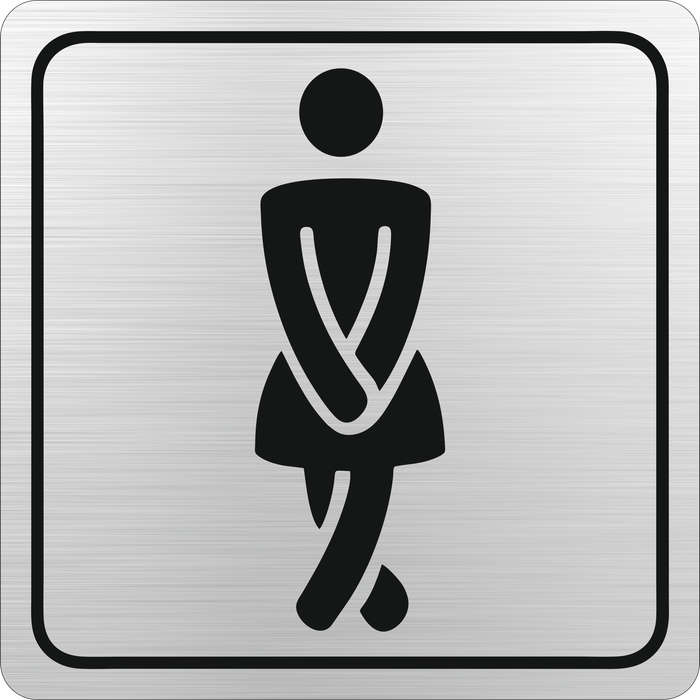 Ladies Toilet Symbolic Sign - Black Printed on Brushed Aluminium ACP (150 x 150mm)