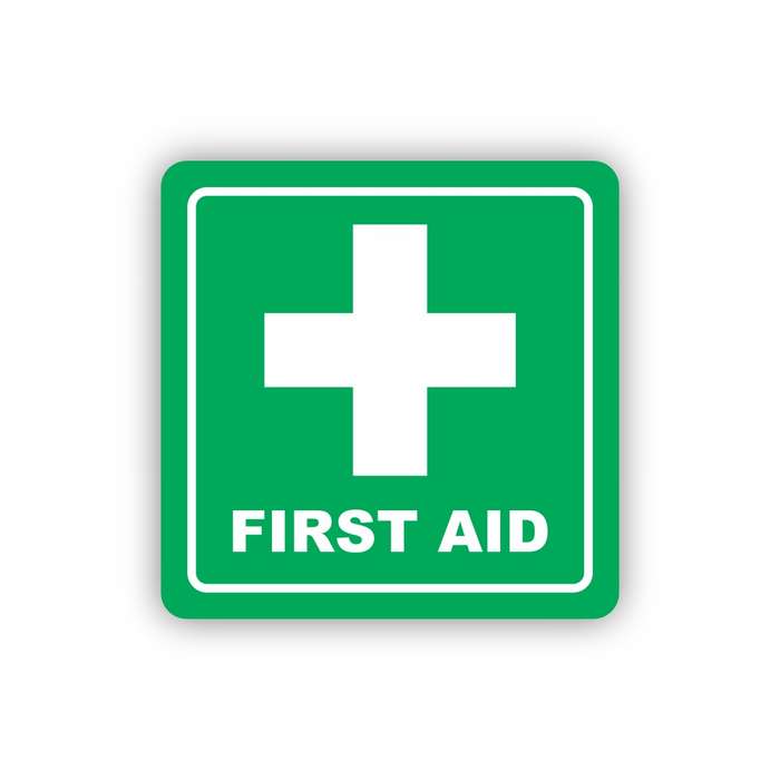 Green First Aid Symbolic Sign - Printed on White ACP (150 x 150mm)