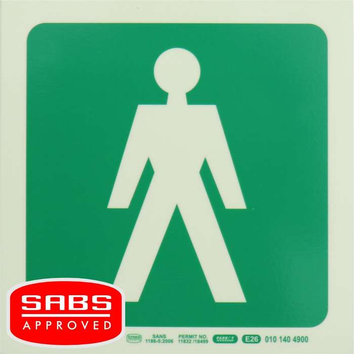 Photoluminescent 190MM Safety Sign - E26-Male Symbol