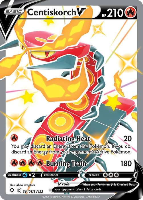 Centiskorch V SV108/SV122 Shiny Holo Full Art - Pokemon Shining Fates