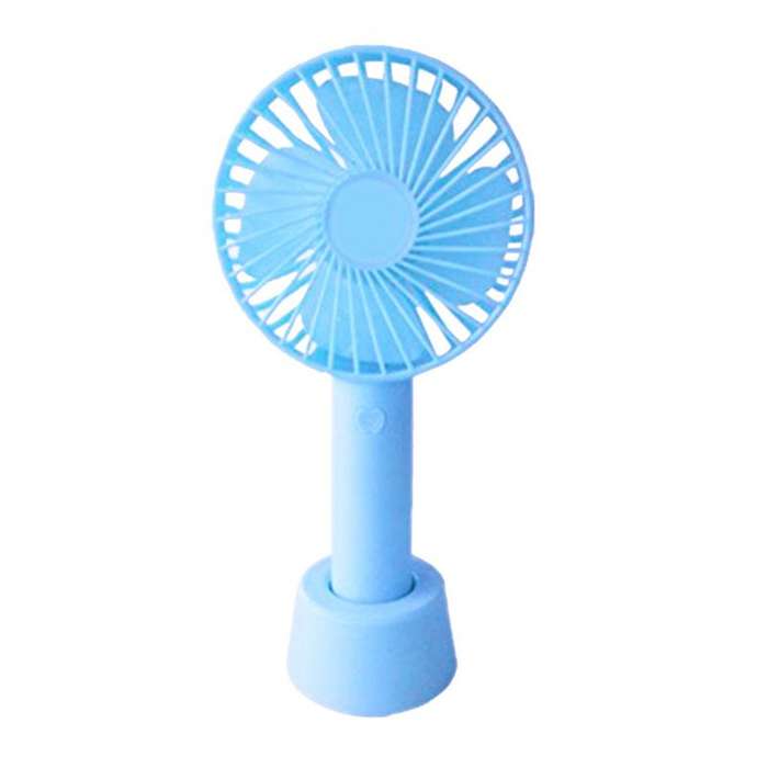 Mini Handheld Fan with Base - 2600mAh USB Rechargeable Battery (Multiple Colours) Light Blue