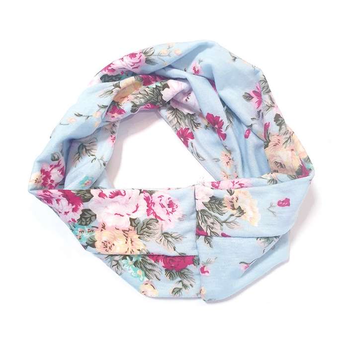 Ladies Headband Baby blue floral