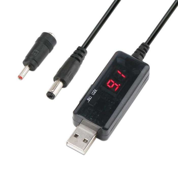 USB Boost Cable 5V Step Up to 9V 12V Adjustable Voltage Converter 1A Step-up Volt Transformer DC ...