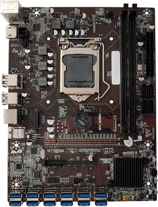 BTC-B250C 12 x USB PCIE Mining Motherboard + Intel Celeron G3900 CPU Combo