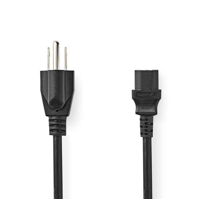 USA Male to IEC-C13 Kettle Cord - Black / 1.5m