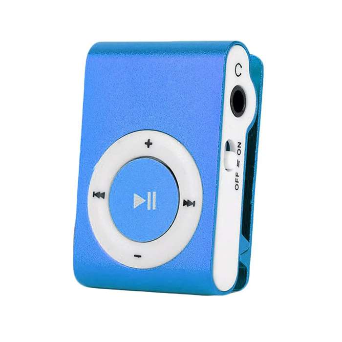Pocket MP3 Player With Back Clip - Uses Micro SD Light Blue