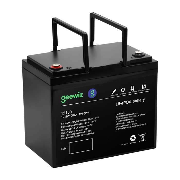 GeeWiz 12V 100Ah Lithium Ion LiFePO4 1.2KWh 4000 Cycle Battery (FIRST LIFE CELLS) - 2 Year Unlimi...
