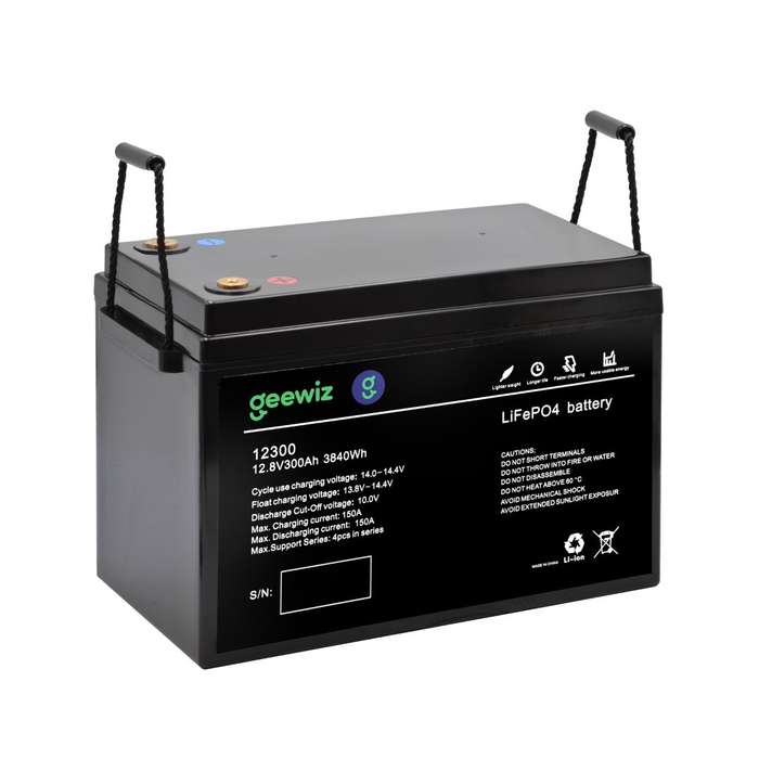 GeeWiz 12V 300Ah Lithium Ion LiFePO4 3.6KWh 4000 Cycle Battery (FIRST LIFE CELLS) - 2 Year Unlimi...
