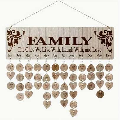 Wooden Family Birthday Hanging Board