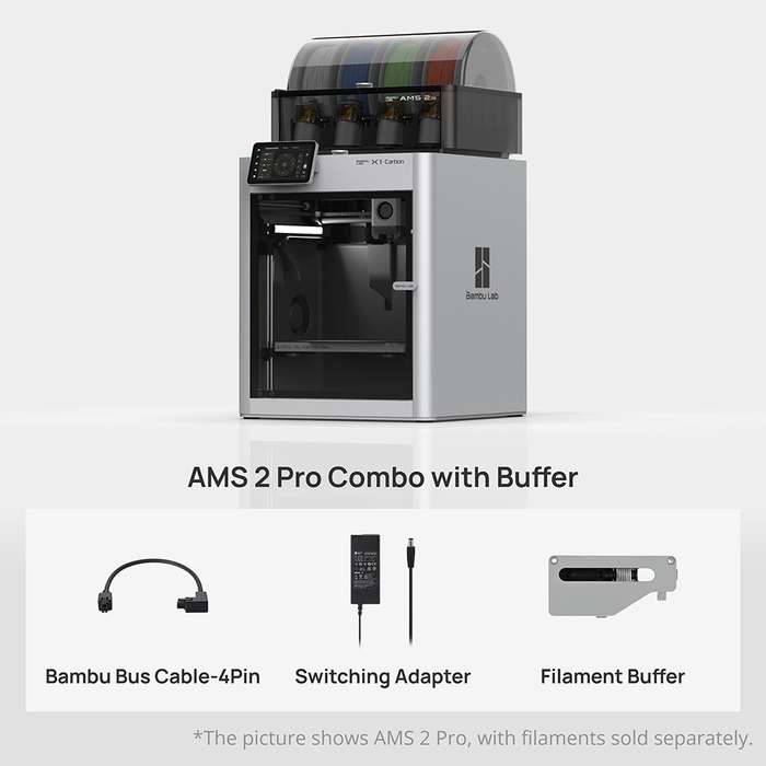 Bambu Lab X1-Carbon 3D Printer with AMS 2 Pro Combo - High-Precision Multi-Material Printing with...