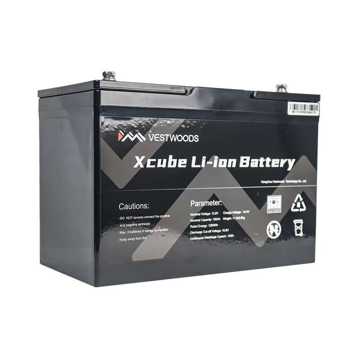 Vestwoods 100Ah 12.8V 12V Lithium-ion (LiFePO4) Battery - FIRST LIFE / 1.280kWh with BLUETOOTH / ...