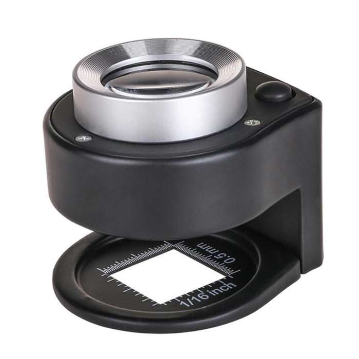 30× Optical Glass Folding Loupe  Full-Metal Linen Tester with 3 LED Lights & Thread Counter