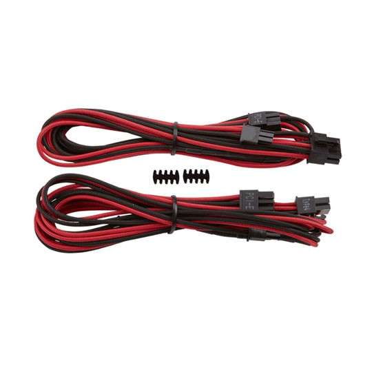 Corsair CP-8920176 Red/Black Premium Individually Sleeved PCIe Cables With Single Connectors  -