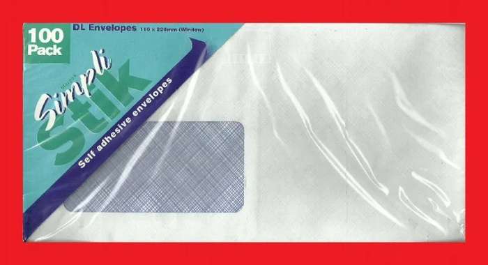 DL ENVELOPES 110mm x 220mm WINDOW SELF ADHESIVE PACK OF 100