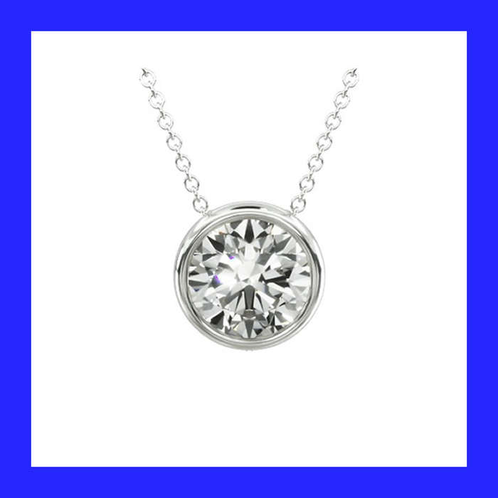 Sweet Cubic Zirconium Floeating Bezel Pendant In Solid Sterling Silver (No Chain)