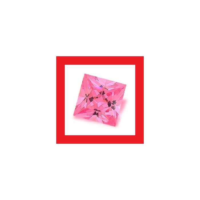 CUBIC ZIRCONIUM - PINK ICE PRINCESS CUT - 1.86cts