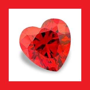 CUBIC ZIRCONIUM - ORANGE RED HEART SHAPE DIAMOND CUT - 6.66cts