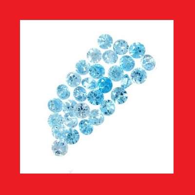 CUBIC ZIRCONIUM PARCEL OF 30 - SKY BLUE ROUND FACET - 3.65cts