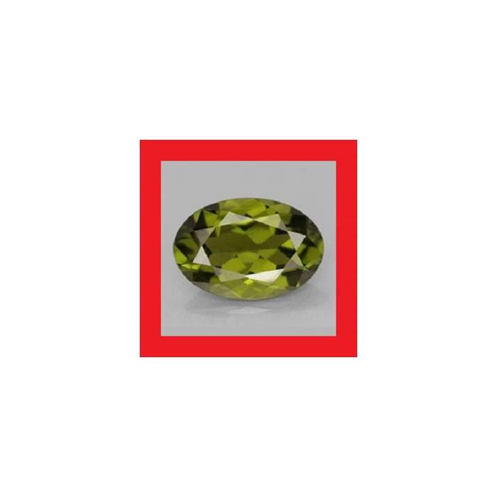 CUBIC ZIRCONIUM - OLIVE GREEN OVAL FACET - 1.31cts