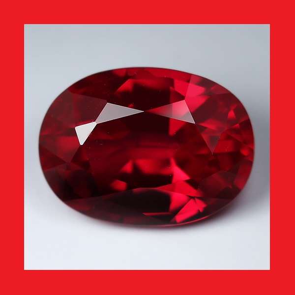 RUBY [Created] - DEEP RED FACETED OVAL SHAPE - 2.98cts