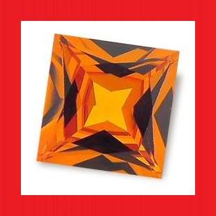 Sapphire [Created] - Orange Square Shape Princess Cut - 4.38cts