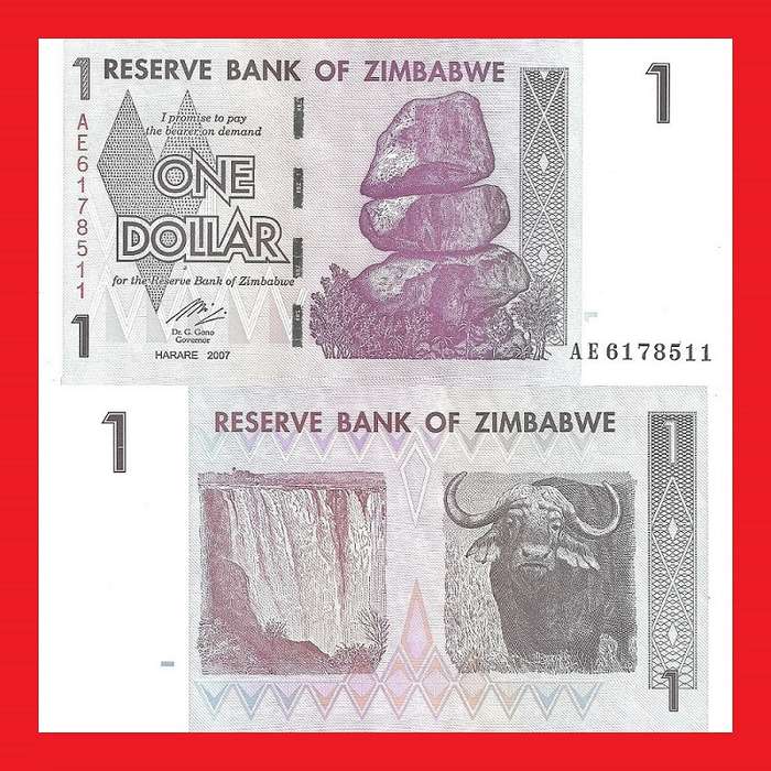 Zimbabwe 1 Dollar Banknote Serial AE6178511