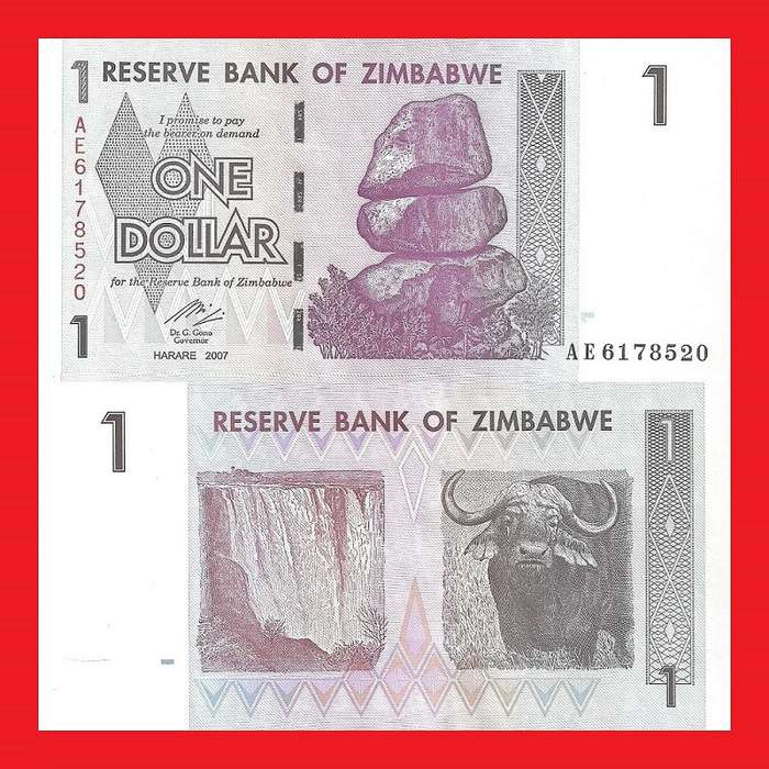Zimbabwe 1 Dollar Banknote Serial AE6178520